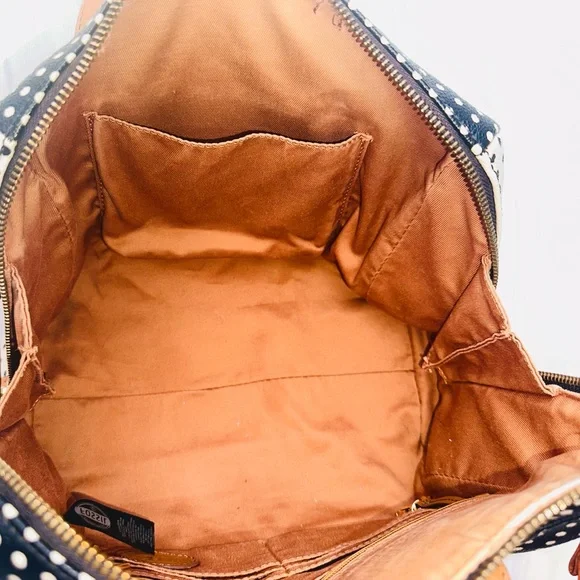 Vintage Fossil Black & White Polka Dot Handbag Crossbody or Shoulder Bag - Picture 4 of 14